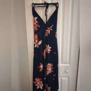 Simplee Navy and Orange Floral Dress